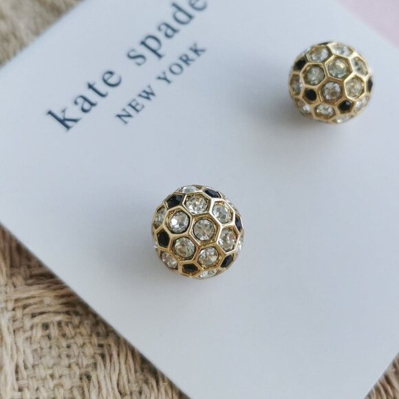 Kate Spade - On The Ball Black Multi Stud Earrings Gold - Picture 2 of 4